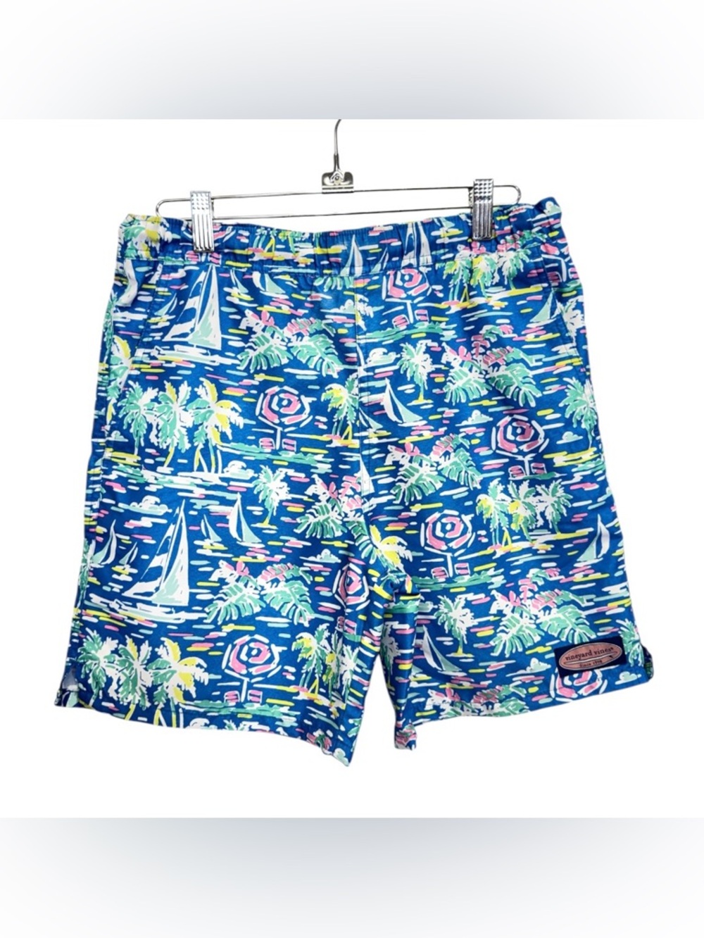 Vineyard Vines Blue Tropical Print Men's Swim Trunks Size Medium
